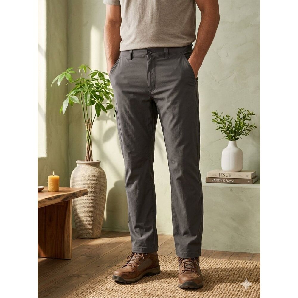 Eddie Bauer Horizon Guide Mens 40x30 Gray Hiking Pants Nylon Stretch Outdoor